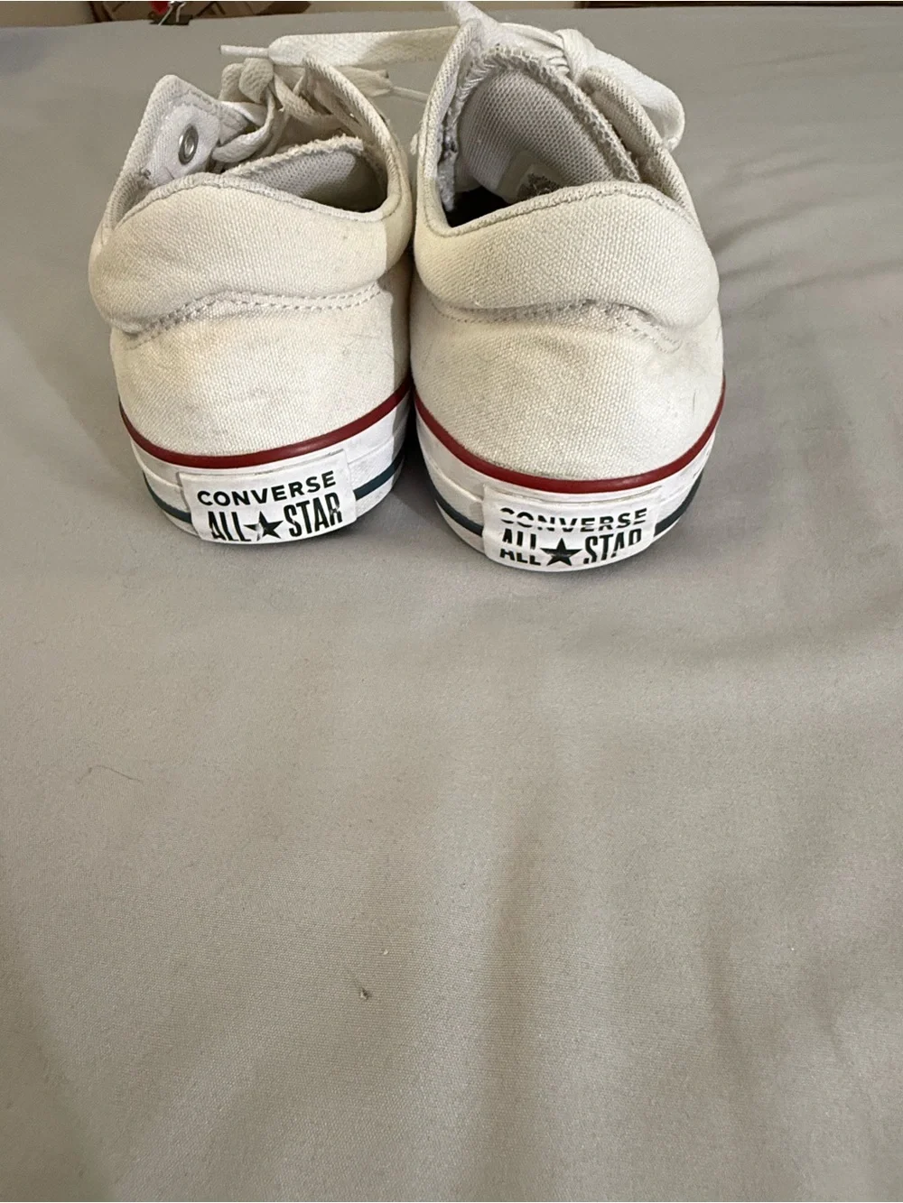 Women’s Converse Low Top Sneakers - White/Cream with Red Stripe size  9